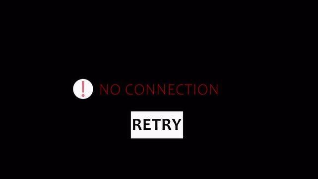  No network connectivity for mobile apps, online tools, and internet error alerts animation with alpha channel,Refresh network signal issue complete signal loss or in transparent background .4k video