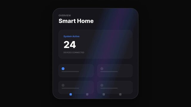 Smart Home Interface Displaying Temperature and Control Options on Black Background.