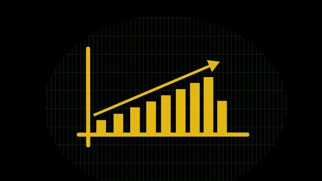 A Modern wonderful business graph chart icon animation on black background.Abstract business arrow, financial business growing, business Income and earnings.