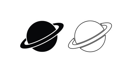 Saturn illustration a dual representation of the ringed planet in sketch style © Pvect02