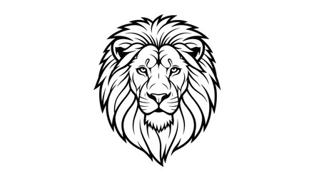 Obraz premium Black and white lion head mascot logo illustration