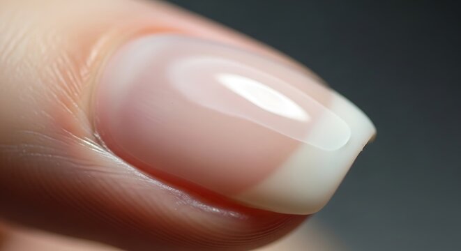 Close-up Macro Shot of a Healthy Human Fingernail with Natural Sheen.