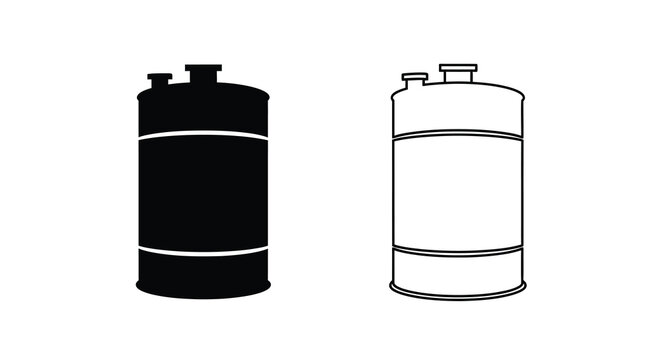 Two gas cylinders a black and white illustration of industrial containers