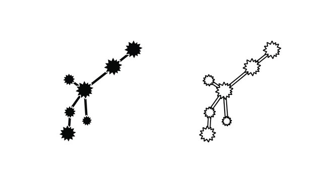 Two stylized scorpio constellation illustrations in black and white