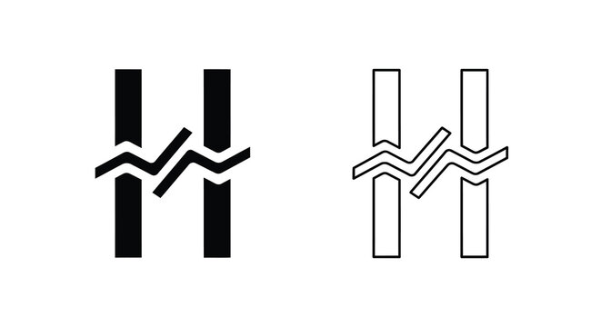 Seismic activity representation two line graph icons in black and white