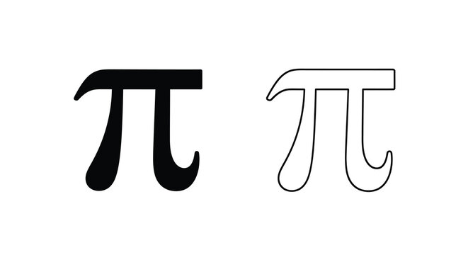 Pi symbol representation black silhouette and white outline versions