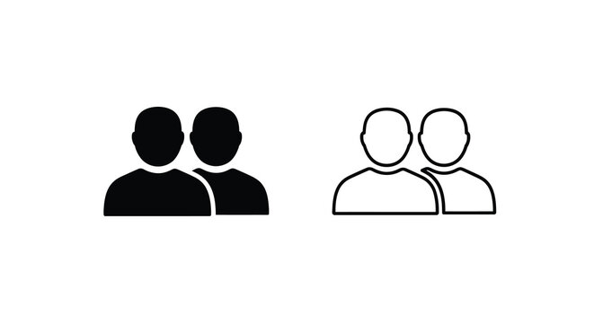Two pairs of minimalist human head silhouettes black and white iconography