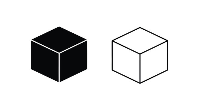 Isometric cuboid representations black and white contrast for geometric form study