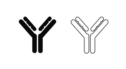 Immunoglobulin y structure black and white line art representation © Pvect02