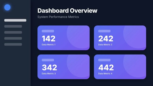 Modern Dashboard Overview Displaying System Performance Metrics and Data Analysis.