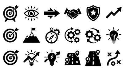 Modern mission vision goal values icon collection with business strategy vector symbols © sobuj