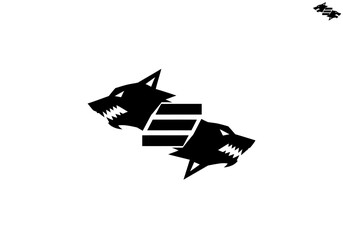 Geometric black double wolf head logo design © Nur