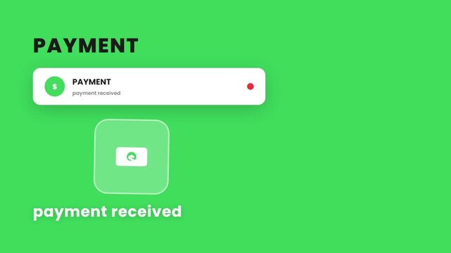 Premium Payment Success Notification Animation with Floating Dollar Money Icon on Green Screen