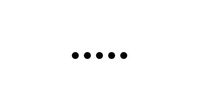loading thinking animation on black background animated.Five dot loading icon animation.4k motion video .