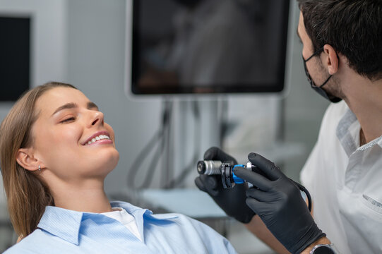 Patient smiling during endoscopic examination