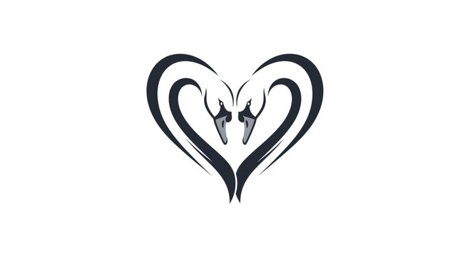 Graceful pair of swans forming an elegant heart shape, symbolizing love, romance, and enduring partnership.