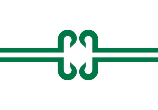 Green minimalist symmetrical geometric logo icon on white background