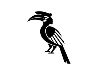 Minimalist black hornbill silhouette isolated on white background © Nur