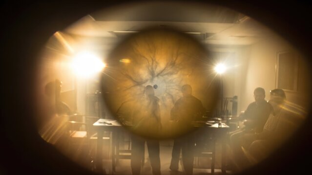 Visual impairment, medical eye condition, severe vision problems, blurred human sight, distorted retinal perception, subjective viewpoint, ocular health issue, interior medical setting