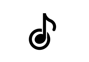 Minimalist black music note icon for social media apps © sri