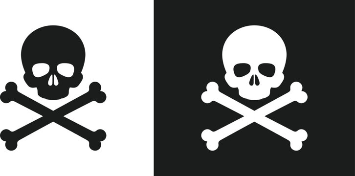Jolly roger variations a dual presentation of the classic skull and crossbones symbol in contrasting colors