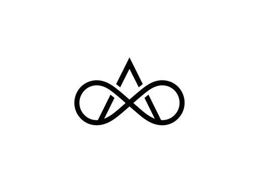 Minimalist infinity mountain symbol isolated on white background