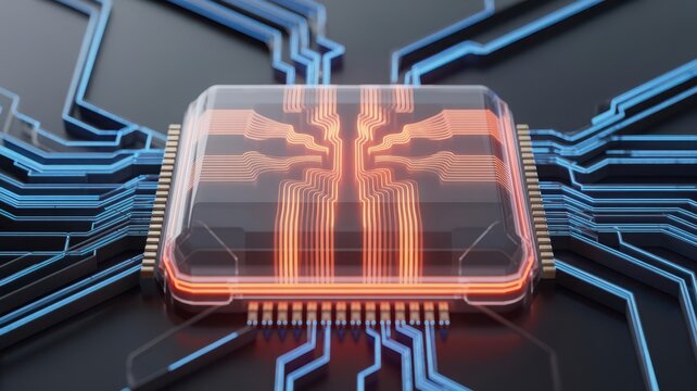 Close-up of cpu chip on circuit board