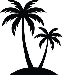Two silhouetted palm trees on a small island a tropical paradise scene in black and white © MdNazrulIslam