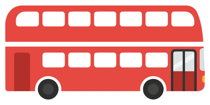 Double decker bus red city transport vehicle flat vector illustration modern design