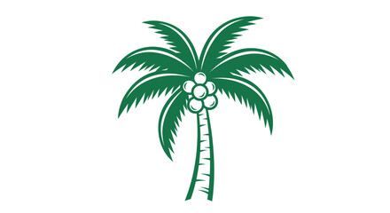 Obraz premium An exotic tropical palm tree vector illustration featuring a coconut plant silhouette isolated on white for summer beach vacation and island travel nature design