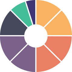 Fototapeta premium Multicolor Donut Chart Illustrating Business Statistics and Financial Data Distribution with Diverse Sections