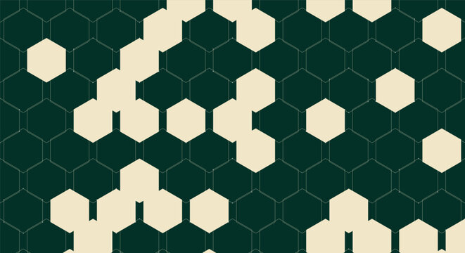 Hexagons form a structured honeycomb pattern with alternating solid colors to represent network connectivity, modern engineering concepts, and data integration within a professional visual context.