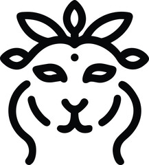 Fototapeta premium Mystical Animal Head Adorned with Foliage Representing Natures Spirit and Ancient Wildlife
