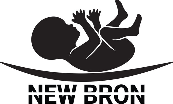 Newborn baby silhouette with baby body, human body