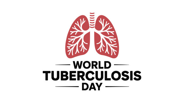 Red ribbon symbol for tuberculosis day with text awareness