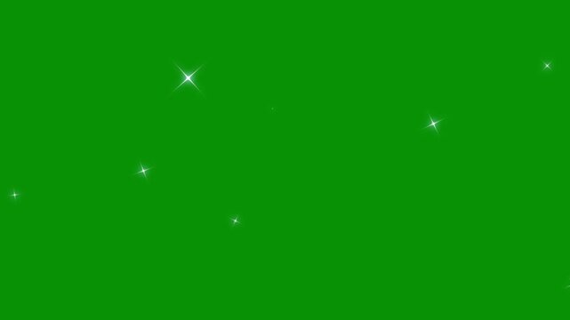 Night starry skies with twinkling or blinking stars in UHD 4K. Night starry skies with twinkling stars motion background, Twinkling stars glow and sparkle on green screen background