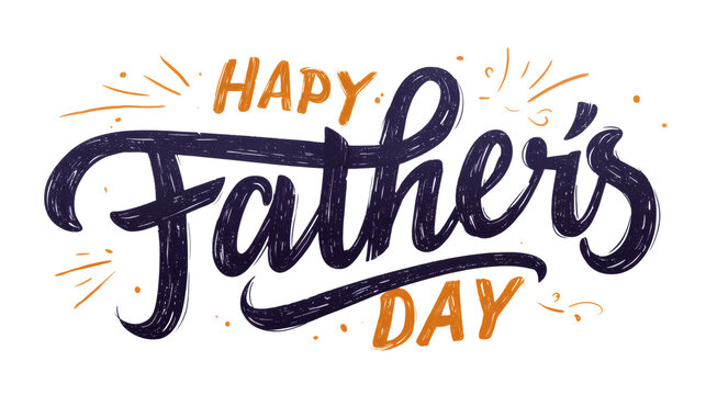 Happy Father&rsquo;s Day text with modern style and subtle decoration, isolated on a white background