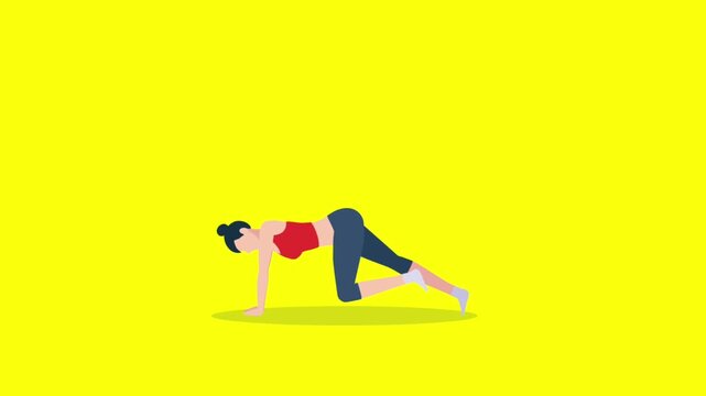 Woman Doing Plank Exercise Minimal Illustration