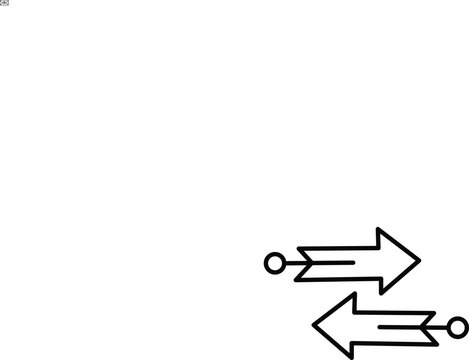 Black and white minimalist arrows pointing in opposite directions with dots
