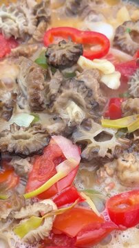 Cooking natural morel mushrooms from nature
