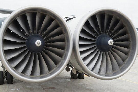 Airplane Jet Engines - Close-Up Detail