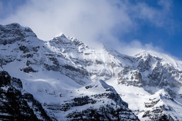 Obraz premium Monte Perdido snowy mountains in Pineta valley, Ordesa and Monte Perdido National Park