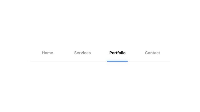 Website Navigation Menu Animation Showing Home Services Portfolio and Contact.