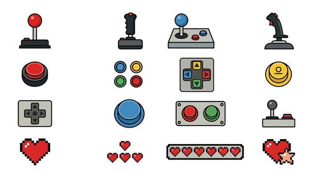 Retro Video Game Controller Buttons.