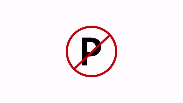 No parking icon of traffic safety animation,Red circle Loop able motion graphic  no parking sign  4k animation ontransparent background with alpha channel.