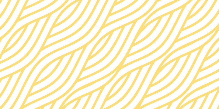 Yellow instant noodle, pasta and spaghetti texture with geometric wavy lines. Ramen, pasta vector pattern. Background abstract food illustration