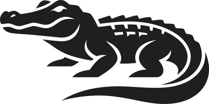 Black alligator, crocodile icon, reptile silhouette, wildlife symbol