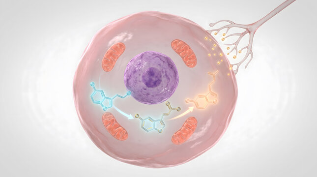 3D Human Cell Nucleus Mitochondria Chemical Reaction Molecule Drug Delivery Biology Science