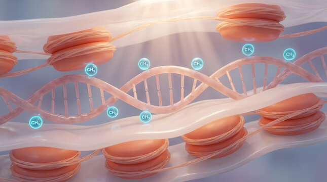 3D DNA Methylation Histone Chromatin Epigenetics CH3 Methyl Group Gene Regulation Biology Science
