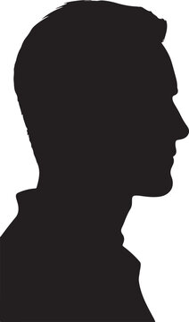 Silhouette of a male profile facing right with clean edges isolated design